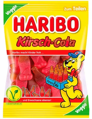 Obrázek produktu pro Haribo Kirsch Cola veggie lahvičky s příchutí Kirsch Cola 175g