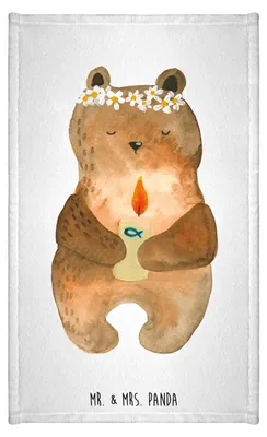 Produktbild von Mr. & Mrs. Panda Handtuch Bär Kommunion - Weiß - Geschenk, Gästetuch, Gottes Segen, Teddy, Kleines, Katholisch, Taufkerze, gäste wc, Mini-Handtuch, Gäste-WC