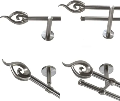 Produktbild von Gardinenstange mit  Edelstahlrohr V2A 16mm Wandträger Deckenträger 1-läufig oder 2-läufig wählbar Modern Flamme E24 von Basit®