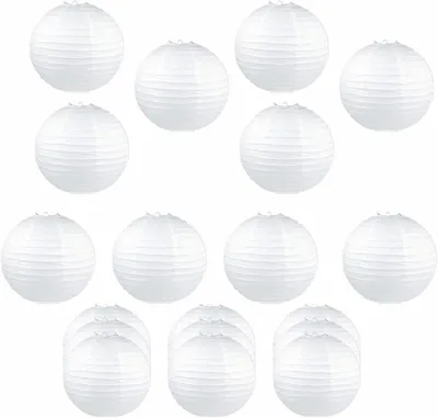 Imagen del producto de Linternas de papel redondas, blancas, 20 unidades, mini farolillos para decoración
