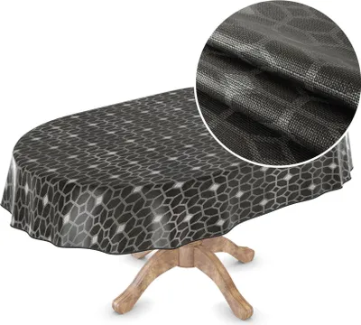 Produktbild von Tischdecke Wachstuch Premium Ornamente Grau Robust Wasserabweisend Oval Breite 140 cm Länge 200 cm