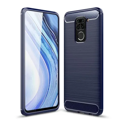 Image de Coque de protection pour téléphone, compatible avec Xiaomi Redmi Note 9, finition carbone, couleur bleue