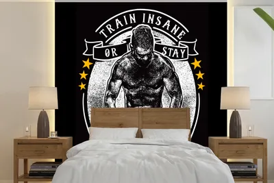 Produktbild von MuchoWow® Fototapete für Wohnzimmer oder Schlafzimmer Wandtapete Vinyl Motivtapete Mancave - Sport - Gewichte - Retro - 350x350 cm - Schlafzimmertapete