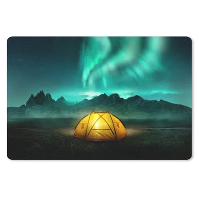 Produktbild von MuchoWow® Mauspad Mousepad Nordlichter - Zelt - Lampe 27x18 cm - Mousepads - Maus Mat - Pad - Mausunterlage - Büroartikel - Desk Matten