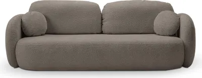 Produktbild von Sofa AMICO mit Schlaffunktion, Schlafsofa, Wohnzimmersofa, Couch, Soffa, Bettsofa, Bucle-Stoff – Beige ABRIAMO 1