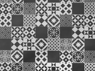 Produktbild von Primaflor PVC Bodenbelag TURVO - Fliese Lissabon - 2,00m x 5,00m - Meterware - Vinyl-Boden in schwarz weiß Fliesenoptik für Küche, Wohn- und Badezimmer, Hochwertige Auslegware, Anti-Rutsch Oberfläche