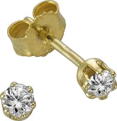 Produktbild von F Ohrstecker 333/- Gold 1,3cm gelb Zirkonia Weiß 371320704