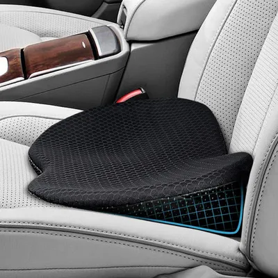 Produktbild von Keilförmiges Autositzkissen zur Erhöhung der Sitzposition und Unterstützung der Körperhaltung, Autositzkissen aus Memory-Schaum, ergonomisches Keilkissen für Fahrer und Bürostühle, Sitzkissen zur Linderung von Steißbein-, Rücken- und Ischiasschmerzen