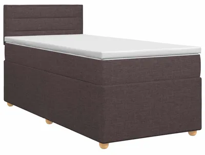 Image de vidaXL Lit boxspring avec matelas brun foncé 90 x 200 cm Tissu