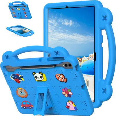 Produktbild von Schutzhülle für Samsung Galaxy Tab S10+/Tab S9 FE+/Tab S9+/Tab S8+/Tab S7+/Tab S7 FE 12.4" Niedliche Hülle für Kinder, Stoßfest mit Griff und Ständer Blau