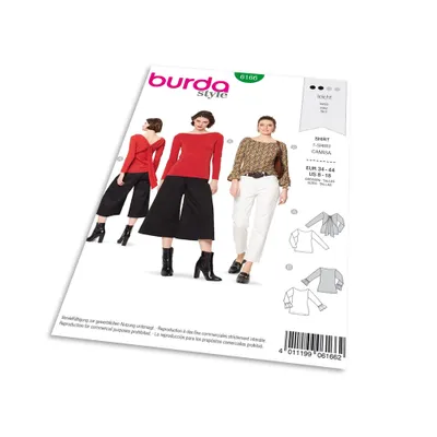 Productafbeelding van Burda patroon 6166 - T-shirt met een bateau-halslijn