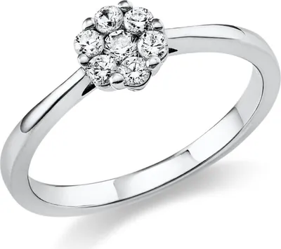 Produktbild von Ring Blume aus 950 Platin 7 Brillanten 0,27ct TW-SI Ø6mm Innenumfang 56mm  Ø17.8mm
