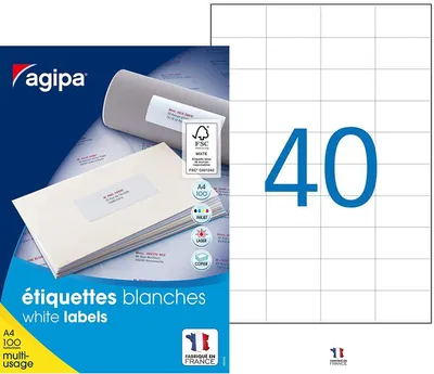 Produktbild von Etikety univerzálne 52,5x29,7mm Agipa A4 100 hárkov