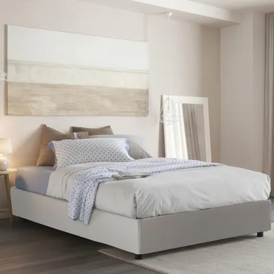Image de Akemi - Lit à la Française, Blanc, Matelas Inclus  Italy