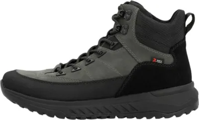 A side view of a men's hiking boot.