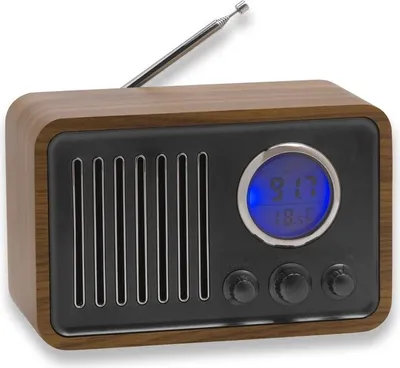 Produktbild von Miniradio Holz Design Radio Uhrenradio Thermometer UKW Radiowecker Denver TR-39