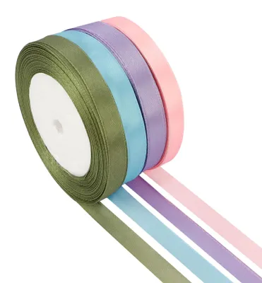 Zdjęcie produktu dla Satynowa taśma, 4 kolory, 10 mm x 23 m - materiał do dekoracji na wesele, chrzest, pakowania prezentów i innych zastosowań