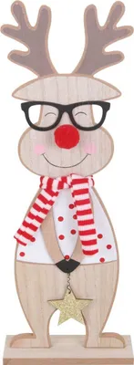 Produktbild von TrendLine Weihnachtsaufsteller Holz Rentier 39 x 14 cm natur-rot