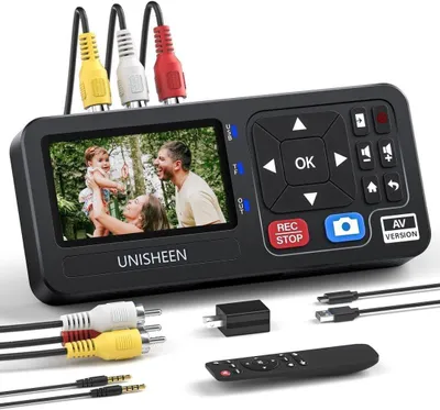 Productafbeelding van VHS naar digitale converter met afstandsbediening, compatibel met diverse apparaten