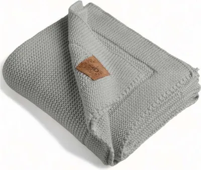 Produktbild von Baby Strickdecke, Babydecke, %100 Baumwolle, 80x100cm, Silber