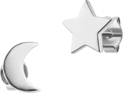 Produktbild von cai Ohrstecker 925 Sterling Silber rhodiniert Mond Stern