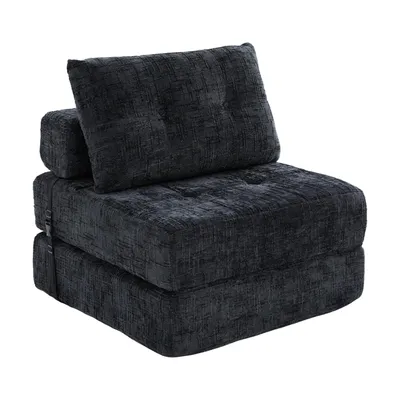 Produktbild von LVHOM Klappsofa 2 Stk. Multifunktion Bodensofa, Platzsparendes Gästebett mit Kissen, Polstersofa mit hochdichten Schaum, für Wohnzimmer Büro, Schwarz