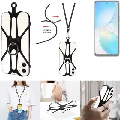 Produktbild von K-S-Trade 3in1 Handykette Handyband Handykordel Halsband Smartphone-Ring Handy-Ring kompatibel mit Infinix Hot 12 Fingerhalterung Handyring