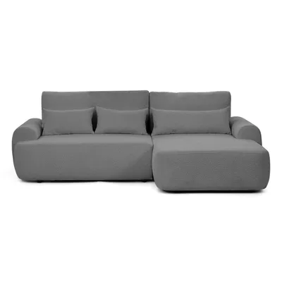 Produktbild von Ecksofa OLIVER mit Schlaffunktion & Bettkasten, Bouclé Dunkelgrau, Eckseite rechts