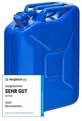 Produktbild von Oxid7® by BW Kraftstoffkanister Metall Benzinkanister 20 Liter - Blau RAL 5005 - UN-Zulassung - Hergestellt in Europa