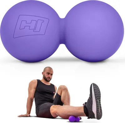 Obrázok produktu pre Hop-Sport Duoball masážna loptička na ruky, nohy, chrbát - Fasciálna loptička na cielenú masáž spúšťacích bodov zo silikónu - priemer 63 mm HS-S063DMB - fialová
