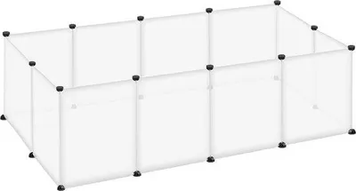 Produktbild von Famanu Freilaufbox für Kaninchen, Meerschweinchen und Welpen - Außenbereich und Umzäunung für kleine Tiere, 145 x 75 x 48 cm
