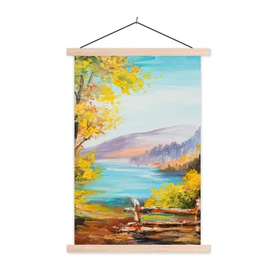 Produktbild von MuchoWow® Textilposter Malerei - Ölgemälde - Pflanzen - Natur 40x60 cm mit holzfarbenen Rahmen - Poster