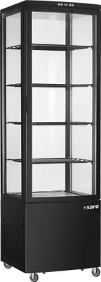 Image de Vitrine réfrigérée Saro Sven de 235 litres - 4 faces vitrées, noire, refroidissement par ventilation forcée
