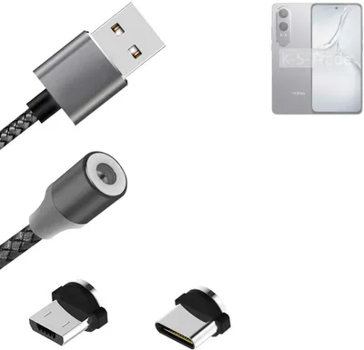 Produktbild von K-S-Trade Hochwertiges Magnet-Lade-kabel Sync-Kabel Daten-Kabel für Oppo K12x mit USB-Typ-C-Anschluss und Micro-USB-Anschluss 2A bis zu 480mbps