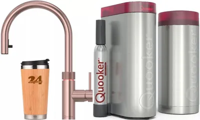 Immagine prodotto di «QUOOKER FLEX con bocca estraibile in rame rosa PVD COMBI+ B con CUBE 2 *Il rubinetto che fa tutto! (22+XRCOCUBE)» (2 pezzi) Rubinetto per acqua bollente a 100 °C