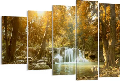 Produktbild von Bild auf Leinwand - Leinwandbild - Park Wasserfall Wasser - 150x100cm - Wand Bild - Wanddeko - Leinwanddruck - Bilder - Kunstdruck - Wanddekoration - Leinwand bilder - Wandkunst - EG150x100-3789