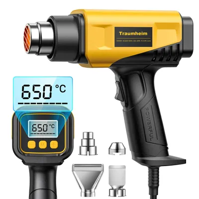 Produktbild von Heißluftpistole, LCD-Digitalanzeige, 50-650℃ temperaturregelbar, Luftstrom einstellbar, Überlastschutz, für Basteln, Schrumpfen, Lackentfernung
