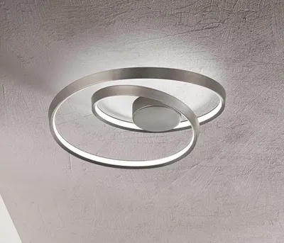 Produktbild von Runde LED-Deckenleuchte 55 W aus grauem gebürstetem Metall, Ø60 cm, dimmbare CCT, modernes Design - Perenz