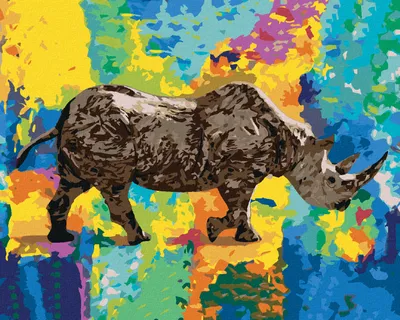 Image de Zuty - Peinture par numéros - RINOCERONTE, 40 x 50 cm, toile tendue sur châssis