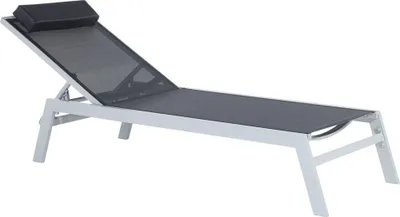 Produktbild von BELIANI Gartenliege Schwarz Aluminium mit Stoffbespannung Kissen Verstellbares Kopfteil Modern Terrasse Ausstattung Relaxliege Sonnenliege Liegestuhl