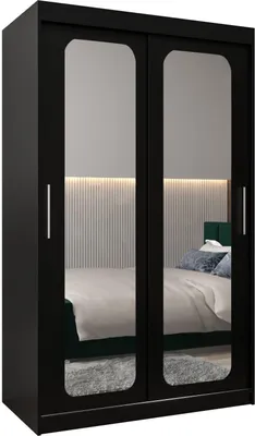 Produktbild von MEBLE KRYSPOL Promo 3120 Schlafzimmerschrank zwei Schiebetüren - Mattschwarz
