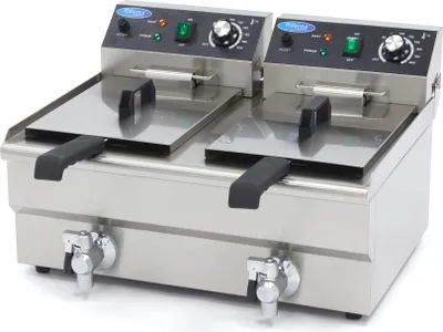 Image de Friteuse électrique 2x 10L avec robinet de vidange
