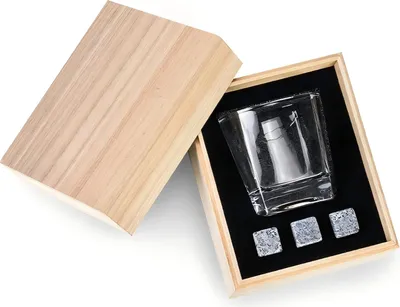 Obrázok produktu pre Mini darčeková súprava na whisky - pohár a kamene na whisky v škatuľke