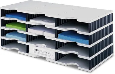 Image de styrodoc 243990 : Tri sélectif trio avec 12 compartiments / 268030498 723x331x293mm gris/noir