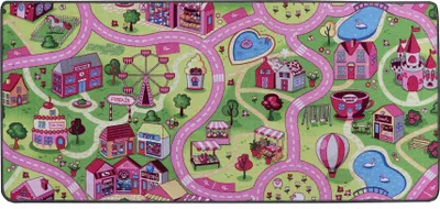 Produktbild von Primaflor Spielteppich SWEET CITY - 95x133cm - Kinderteppich mit Straßen - Straßenteppich für Mädchen