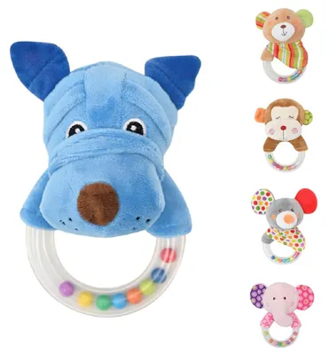 Produktbild von Lorelli Baby Rassel Plüschtier 13 cm Rasselring Greifling Kuscheltier Faltenzone blau