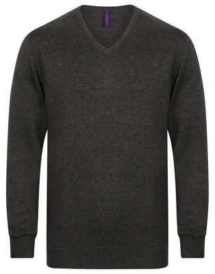 Produktbild von Henbury - Pullover für Herren, V-Ausschnitt, Leicht LT4419 (XXS) (Grau meliert)