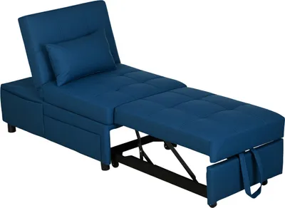 Produktbild von 3-in-1 Schlafsessel mit Bettfunktion, ausziehbares Schlafsofa, Schlafstuhl mit Seitentasche, Verstellbarer Rückenlehne, bis 150 kg belastbar, für Wohnzimmer,Schlafzimmer, Blau