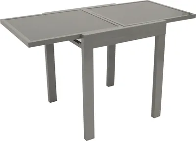 Produktbild von Balkontisch Gartentisch Ausziehtisch Glas/Aluminium grau ausziehbar 65-130 cm