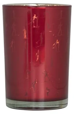 Imagen del producto de Soporte para velas Mars & More, vidrio, diseño de esquí, color rojo y dorado, tamaño grande, 18 cm